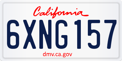 CA license plate 6XNG157