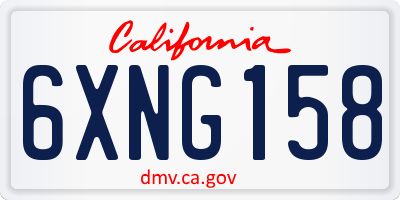 CA license plate 6XNG158