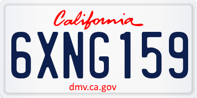 CA license plate 6XNG159