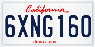 CA license plate 6XNG160