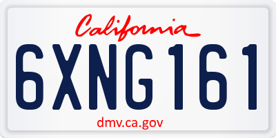 CA license plate 6XNG161