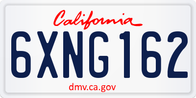 CA license plate 6XNG162