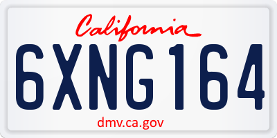 CA license plate 6XNG164