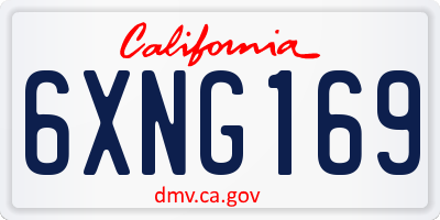 CA license plate 6XNG169