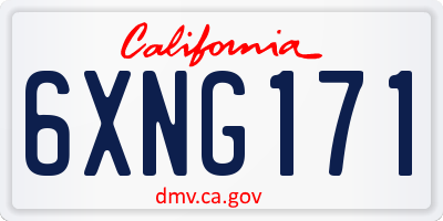 CA license plate 6XNG171