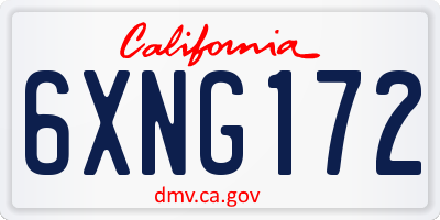 CA license plate 6XNG172
