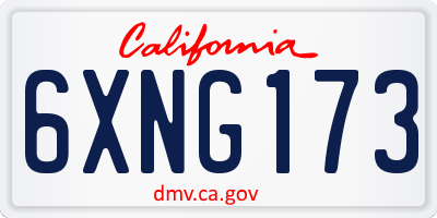 CA license plate 6XNG173