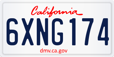 CA license plate 6XNG174