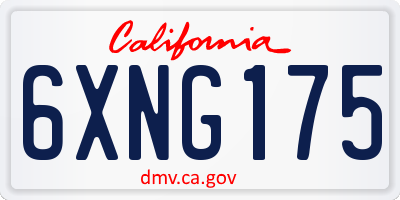 CA license plate 6XNG175