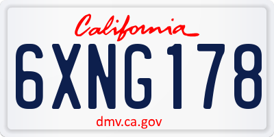 CA license plate 6XNG178