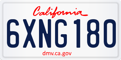 CA license plate 6XNG180