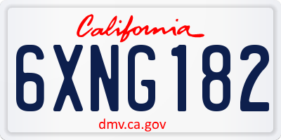 CA license plate 6XNG182