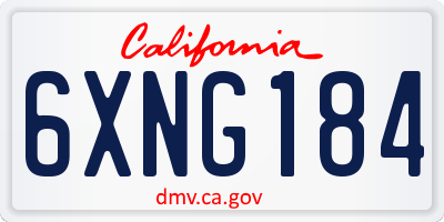 CA license plate 6XNG184