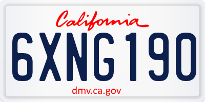 CA license plate 6XNG190