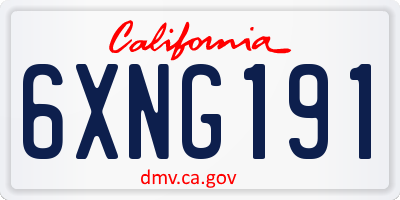 CA license plate 6XNG191