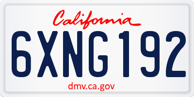 CA license plate 6XNG192