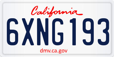 CA license plate 6XNG193