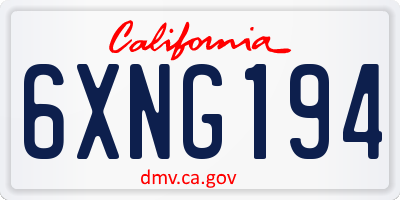 CA license plate 6XNG194