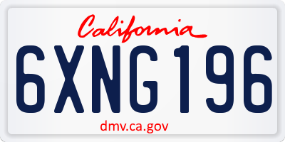 CA license plate 6XNG196