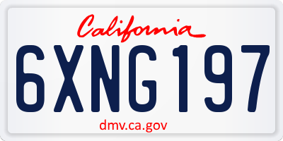 CA license plate 6XNG197