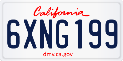 CA license plate 6XNG199