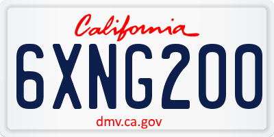 CA license plate 6XNG200