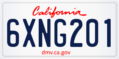 CA license plate 6XNG201