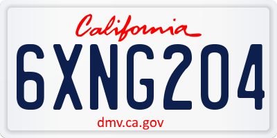 CA license plate 6XNG204