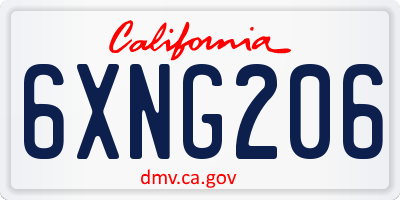 CA license plate 6XNG206