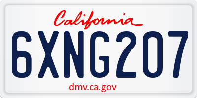 CA license plate 6XNG207
