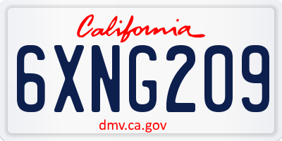 CA license plate 6XNG209