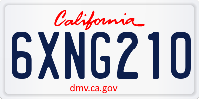 CA license plate 6XNG210
