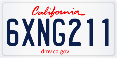 CA license plate 6XNG211