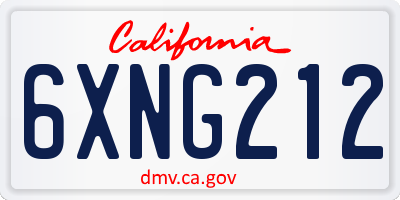 CA license plate 6XNG212
