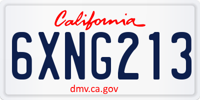 CA license plate 6XNG213