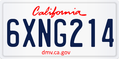 CA license plate 6XNG214
