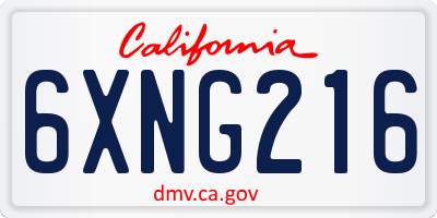 CA license plate 6XNG216
