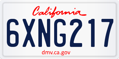 CA license plate 6XNG217
