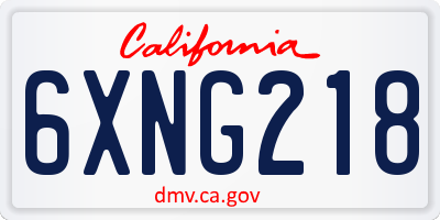 CA license plate 6XNG218