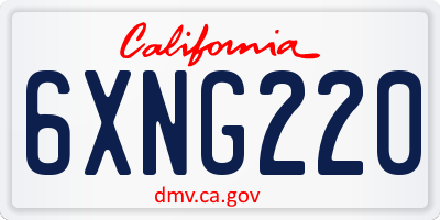 CA license plate 6XNG220
