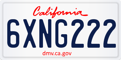CA license plate 6XNG222