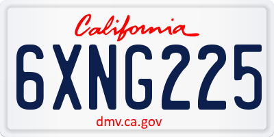 CA license plate 6XNG225