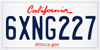 CA license plate 6XNG227