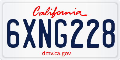 CA license plate 6XNG228