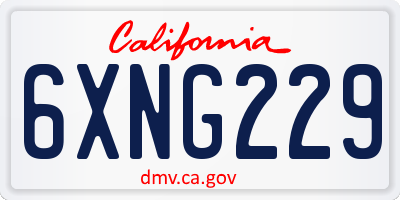 CA license plate 6XNG229