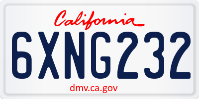 CA license plate 6XNG232
