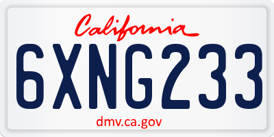 CA license plate 6XNG233