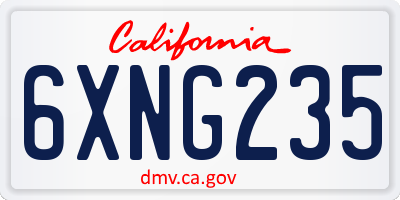 CA license plate 6XNG235