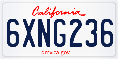 CA license plate 6XNG236