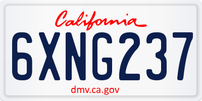 CA license plate 6XNG237